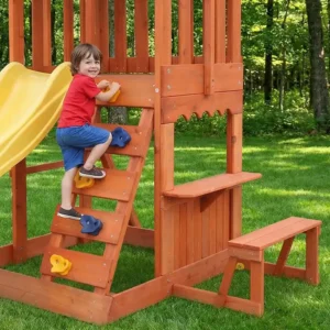 small wooden swing set